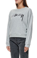 Stussy Womens Shadow Script 90S Crew Jumper Grey Marle