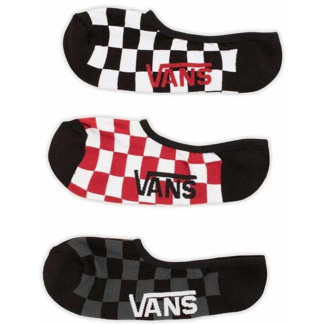 Vans Socks 3 Pack No Show Red White Checker Size 6-9 Invisible Skateboard Sox