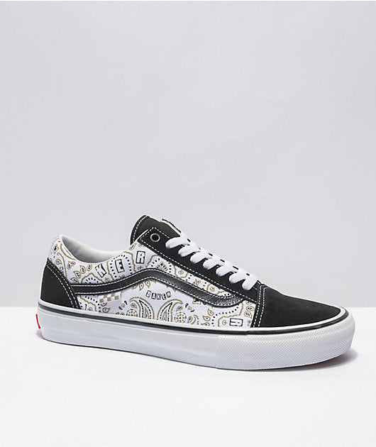 Vans Shoes Skate Old Skool Baker Bandana Black White Us Size Skateboard Sneakers