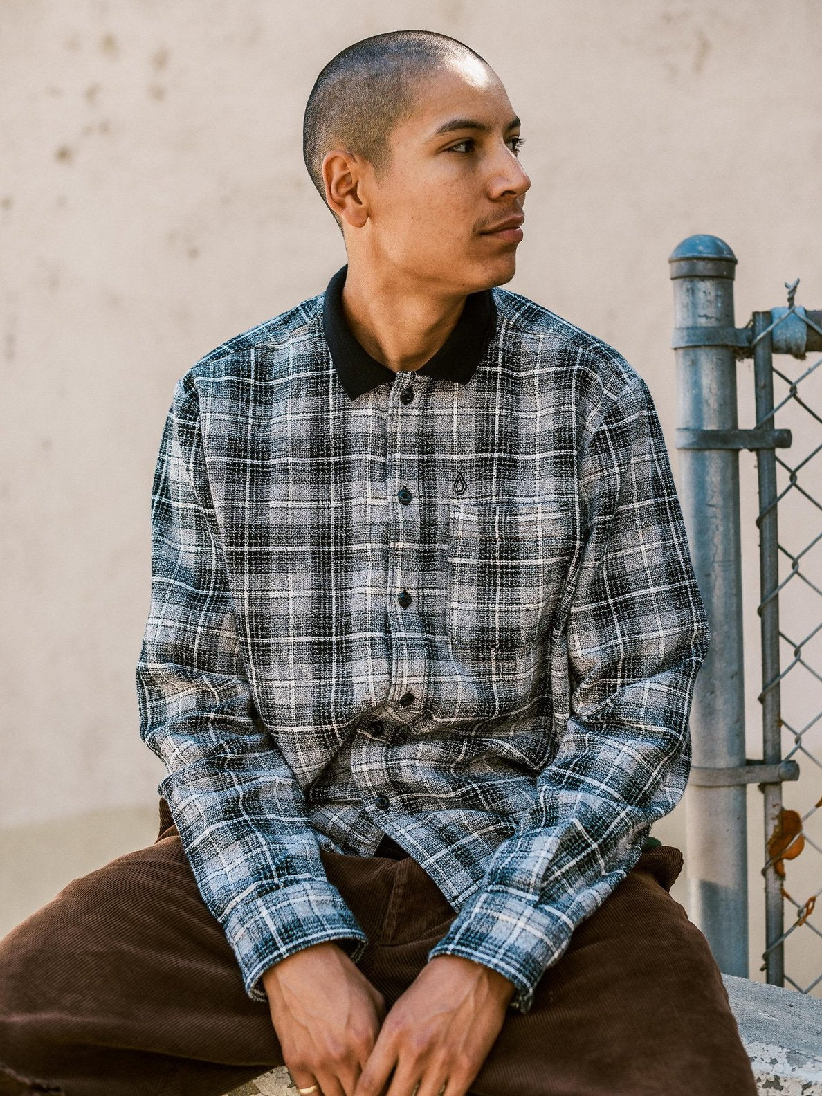 Volcom X Louie Lopez Long Sleeve Flannel Black L S Skateboard T Shirt